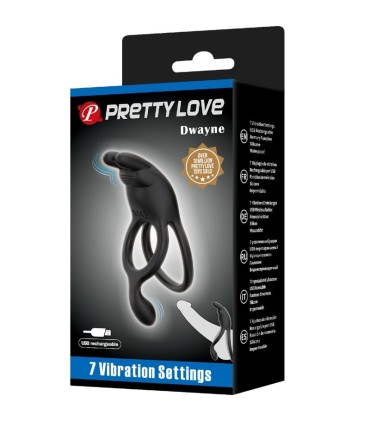 PRETTY LOVE SETH DOBLE ANILLO VIBRADOR RABBIT 7 VIBRACIONES NEGRO