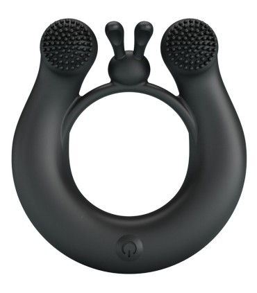 PRETTY LOVE DAHLIA ANILLO VIBRADOR ESTIMULADOR DE CLITOIS 12 VIBRACIONES NEGRO