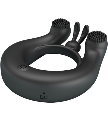 PRETTY LOVE DAHLIA ANILLO VIBRADOR ESTIMULADOR DE CLITOIS 12 VIBRACIONES NEGRO