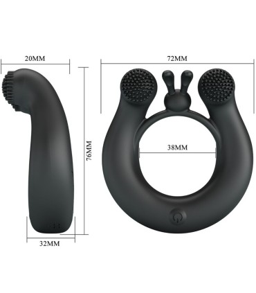 PRETTY LOVE DAHLIA ANILLO VIBRADOR ESTIMULADOR DE CLITOIS 12 VIBRACIONES NEGRO