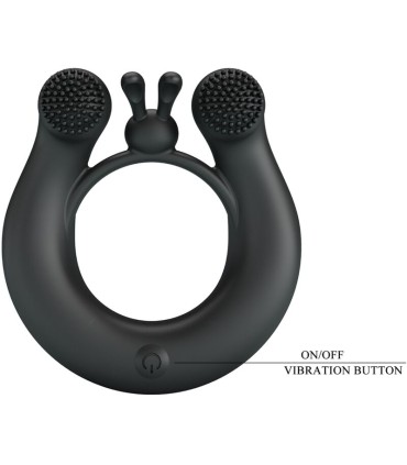 PRETTY LOVE DAHLIA ANILLO VIBRADOR ESTIMULADOR DE CLITOIS 12 VIBRACIONES NEGRO