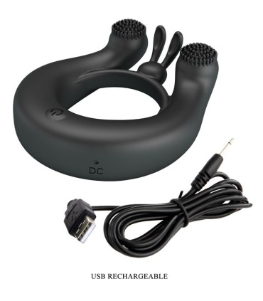 PRETTY LOVE DAHLIA ANILLO VIBRADOR ESTIMULADOR DE CLITOIS 12 VIBRACIONES NEGRO