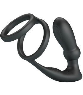 PRETTY LOVE EMONI ANILLO PENE PLUG ANAL 12 VIBRACIONES NEGRO