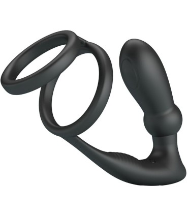 PRETTY LOVE EMONI ANILLO PENE PLUG ANAL 12 VIBRACIONES NEGRO