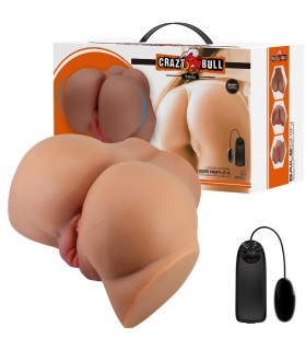 CRAZY BULL EMILIA TRASERO VIBRADOR CON VAGINA Y ANO REALISTICO NATURAL CONTROL REMOTO
