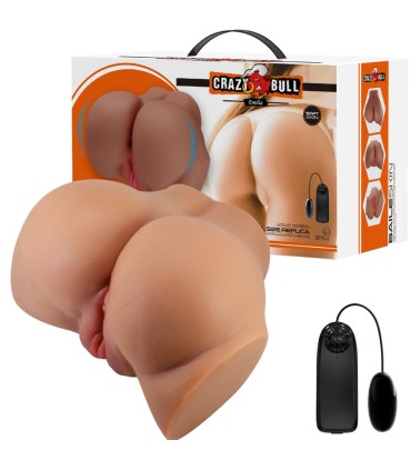 CRAZY BULL EMILIA TRASERO VIBRADOR CON VAGINA Y ANO REALISTICO NATURAL CONTROL REMOTO