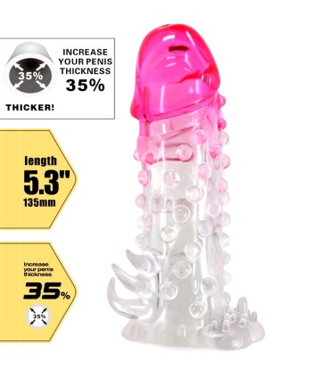 PRETTY LOVE WILFORD FUNDA REALISTICA ALARGADORA CON RELIEVE PARA PENE ROSA