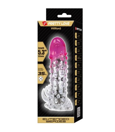 PRETTY LOVE WILFORD FUNDA REALISTICA ALARGADORA CON RELIEVE PARA PENE ROSA