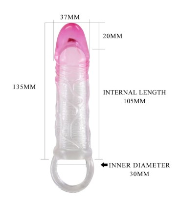 PRETTY LOVE ODES FUNDA REALISTICA ALARGADORA DE 2 CM PARA PENE ROSA