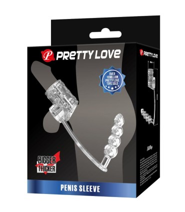 PRETTY LOVE FUNDA PARA PENE CON PLUG ANAL TRANSPARENTE