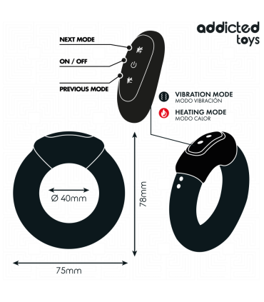ADDICTED TOYS ANILLO PENE VIBRADOR EFECTO CALOR CONTROL REMOTO