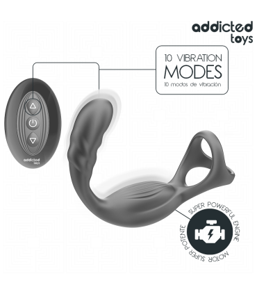ADDICTED TOYS ANILLO DOBLE VIBRADOR PROSTATICO CONTROL REMOTO