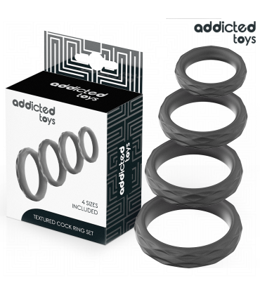 ADDICTED TOYS SET ANILLOS PENE TEXTURIZADOS 4 TAMANOS