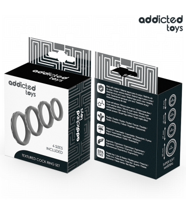 ADDICTED TOYS SET ANILLOS PENE TEXTURIZADOS 4 TAMANOS