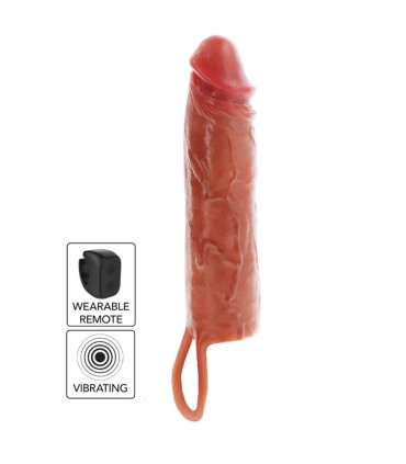 GET REAL FUNDA HYDRATED SKIN DE SILICONA CON VIBRACION PARA PENE CARAMELO 20 CM