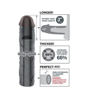 FANTASY X TENSIONS MEGA 3 EXTENSION NEGRO PARA EL PENE