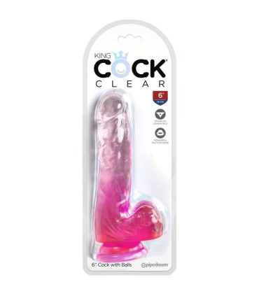 KING COCK CLEAR PENE REALISTICO CON TESTICULOS 135 CM ROSA