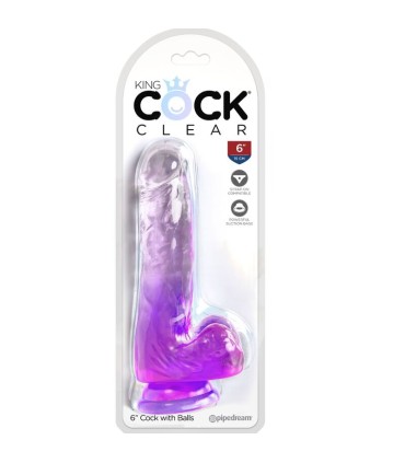 KING COCK CLEAR PENE REALISTICO CON TESTICULOS 135 CM MORADO