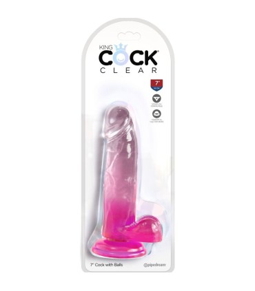 KING COCK CLEAR PENE REALISTICO CON TESTICULOS 152 CM ROSA