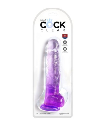KING COCK CLEAR PENE REALISTICO CON TESTICULOS 165 CM MORADO