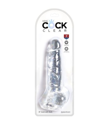 KING COCK CLEAR PENE REALISTICO CON TESTICULOS 165 CM TRANSPARENTE