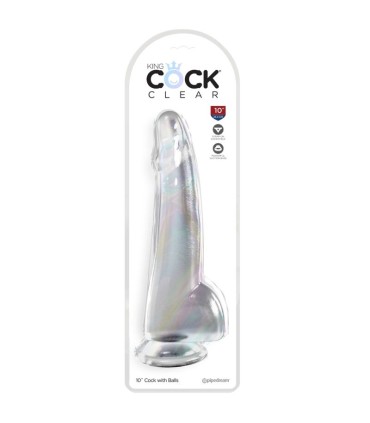 KING COCK CLEAR DILDO CON TESTICULOS 19 CM TRANSPARENTE