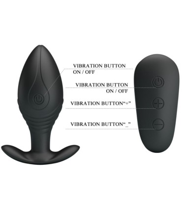 PRETTY LOVE REGINA PLUG ANAL VIBRADOR RECARGABLE NEGRO