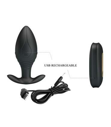 PRETTY LOVE REGINA PLUG ANAL VIBRADOR RECARGABLE NEGRO