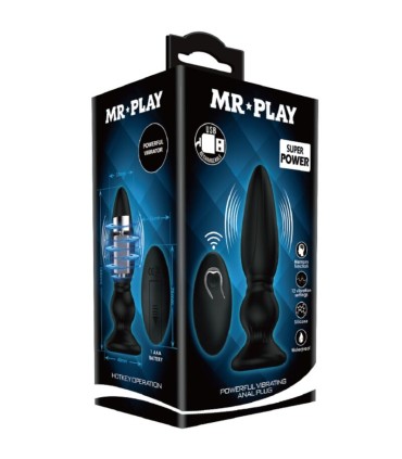 MR PLAY VIBRADOR POTENTE CONTROL REMOTO ANAL PLUG NEGRO