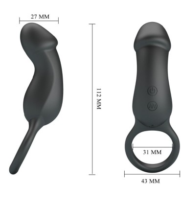 PRETTY LOVE TRAE ANILLO VIBRADOR NEGRO