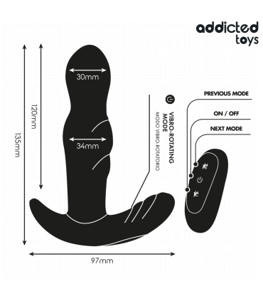 ADDICTED TOYS PLUG ANAL VIBRADOR ROTATORIO CONTROL REMOTO
