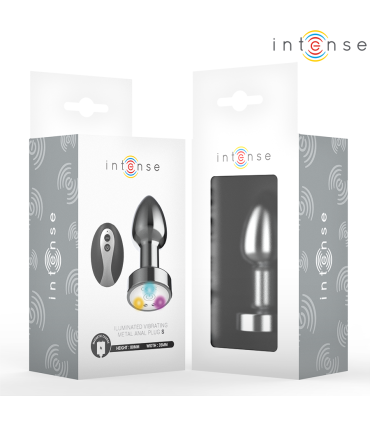INTENSE PLUG ANAL TALLA S DE METAL VIBRADOR CON LUCES LED MULTICOLOR Y CONTROL REMOTO