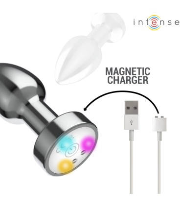 INTENSE PLUG ANAL TALLA S DE METAL VIBRADOR CON LUCES LED MULTICOLOR Y CONTROL REMOTO