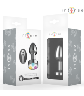 INTENSE PLUG ANAL TALLA M DE METAL VIBRADOR CON LUCES LED MULTICOLOR Y CONTROL REMOTO