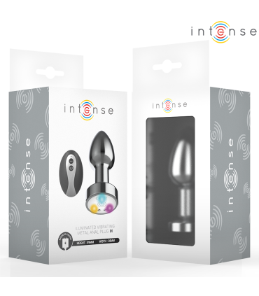 INTENSE PLUG ANAL TALLA M DE METAL VIBRADOR CON LUCES LED MULTICOLOR Y CONTROL REMOTO
