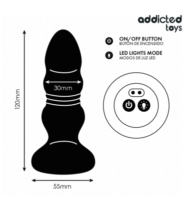 ADDICTED TOYS PLUG ANAL VIBRADOR THRUSTING Y LUZ LED CONTROL REMOTO