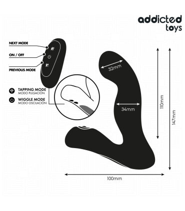 ADDICTED TOYS MASAJEADOR PROSTATICO OSCILANTE CON MODO PULSACIONES CONTROL REMOTO