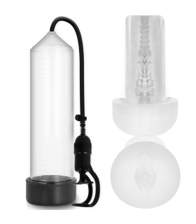 PUMP ADDICTED BOMBA ERECCION RX5 TRANSPARENTE CON MASTURBADOR