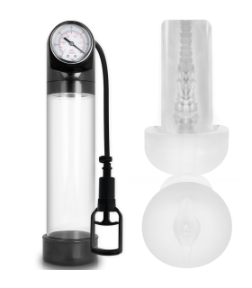 PUMP ADDICTED BOMBA ERECCION RX9 TRANSPARENTE CON MASTURBADOR