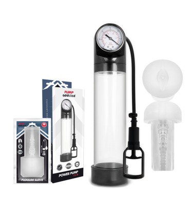 PUMP ADDICTED BOMBA ERECCION RX9 TRANSPARENTE CON MASTURBADOR
