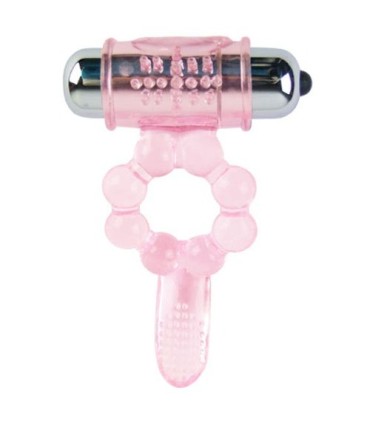 BAILE ANILLO SILICONA 10 RITMOS LENGUA CON VIBRACION ROSA