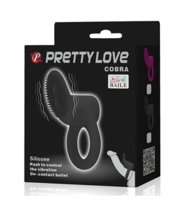 PRETTY LOVE COBRA ANILLO VIBRADOR COBRA NEGRO