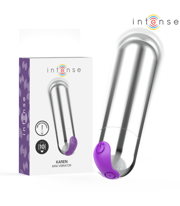 INTENSE KAREN MINI BALA VIBRADORA 10 MODOS RECARGABLE PLATEADO