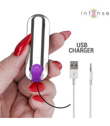 INTENSE KAREN MINI BALA VIBRADORA 10 MODOS RECARGABLE PLATEADO