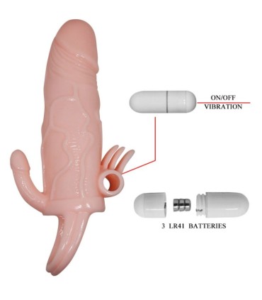 BAILE BRAVE MAN FUNDA PENE ANAL Y CLITORIS VIBRADOR 165 CM NATURAL