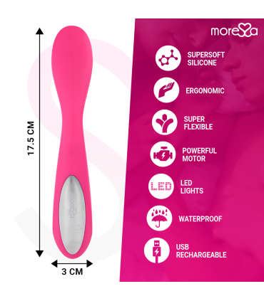 MORESSA DRUSO MASAJEADOR DUO PUNTO G Y SUERO PELVICO PREMIUM SILICONE RECARGABLE