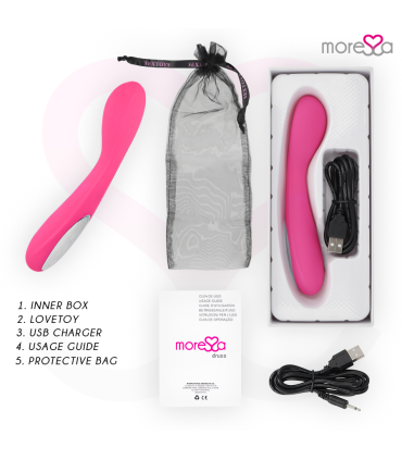 MORESSA DRUSO MASAJEADOR DUO PUNTO G Y SUERO PELVICO PREMIUM SILICONE RECARGABLE