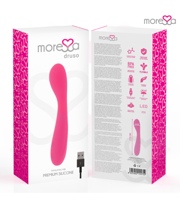 MORESSA DRUSO MASAJEADOR DUO PUNTO G Y SUERO PELVICO PREMIUM SILICONE RECARGABLE