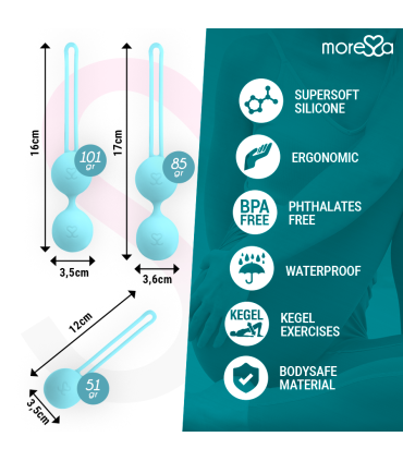 MORESSA OSIAN SET Osian One 51 Gr Osian Two 101 Gr Osian Three 85 gr PREMIUM SILICONA TURQUESA