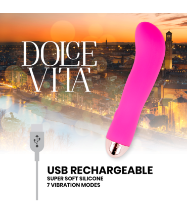 DOLCE VITA VIBRADOR RECARGABLE TWO ROSA 7 VELOCIDADES